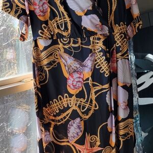 Ungaro  Black and Gold Maxi  Dress With Black Slip